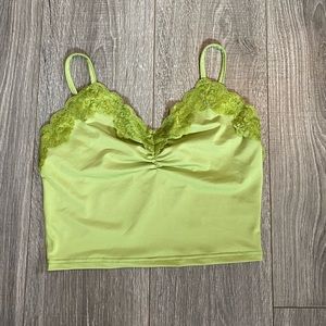 Green Laced Ruched Cami